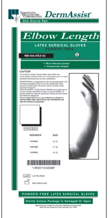 Innovative Healthcare Corporation Surgical Glove DermAssist® Elbow Length Size 8.5 Sterile Pair Latex Extended Cuff Length Fully Textured White Not Chemo Approved - M-874608-2174 - Case of 100