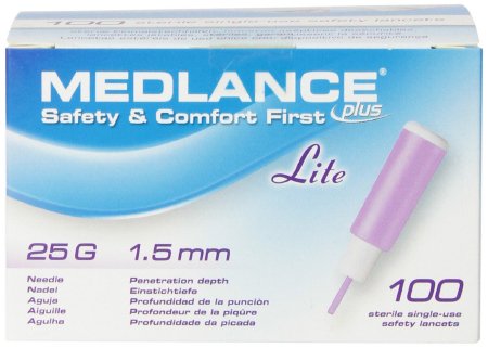 Cambridge Sensors USA Lancet Medlance® Fixed Depth Lancet Needle 1.5 mm Depth 25 Gauge Push Button Activated