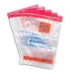 Market Lab Inc Specimen Transport Bag with Document Pouch 6 X 10 Inch Plastic Zip Closure STAT / Biohazard Symbol / Storage Instructions NonSterile