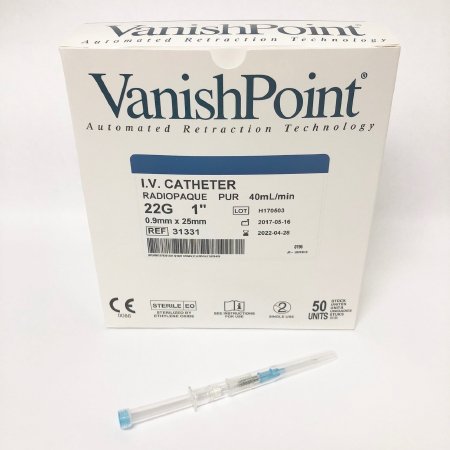 Retractable Technologies Peripheral IV Catheter VanishPoint® 22 Gauge 1 Inch Retracting Safety Needle - M-874810-2139 - Each