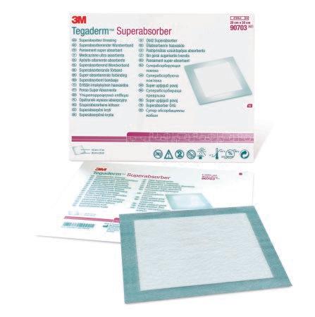 3M Super Absorbent Dressing 3M™ Tegaderm™ Superabsorber Polypropylene 7-7/8 X 7-7/8 Inch Sterile