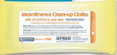 Sage Products Incontinence Care Wipe Sage Soft Pack Dimethicone Unscented 8 Count