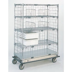 Intermetro Industries Exchange Cart Super Adjustable™ Chrome 24 X 48 X 72 Inch 4 Wire Shelves, One Solid Shelf, Chrome Plated