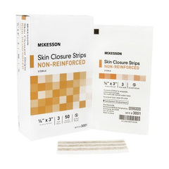 Skin Closure Strip McKesson 1/4 X 3 Inch Nonwoven Material Flexible Strip Tan