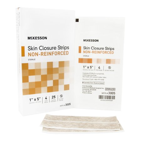 Skin Closure Strip McKesson 1 X 5 Inch Nonwoven Material Flexible Strip Tan