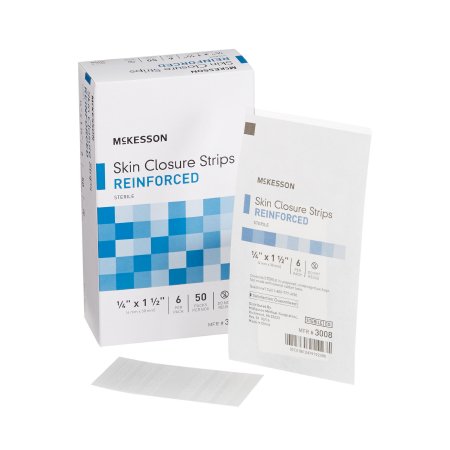 Skin Closure Strip McKesson 1/4 X 1-1/2 Inch Nonwoven Material Reinforced Strip White