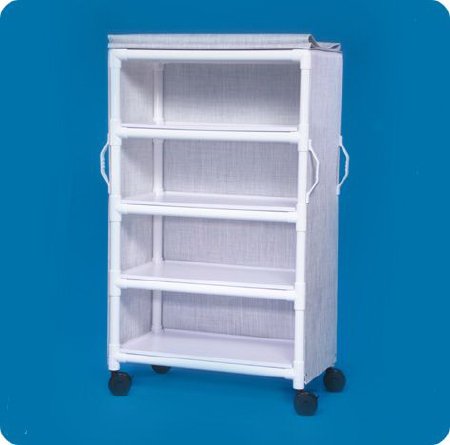 IPU Linen Cart with Cover 4 Shelves PVC 5 Inch Heavy Duty Casters, 2 Locking - M-877106-1114 - Each