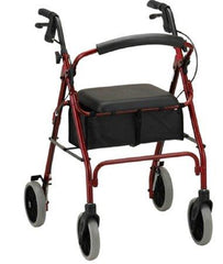Nova Ortho-Med 4 Wheel Rollator Zoom 24 Red Adjustable Height Aluminum Frame - M-1163897-4623 - Case of 1