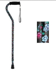 Nova Ortho-Med Offset Cane Nova Aluminum 30 to 39 Inch Height Black with Flowers Print - M-1167037-162 - Case of 12