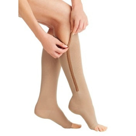 Patterson Medical Supply Zippered Compression Stocking and Liner JOBST® UlcerCARE ™ Knee High X-Large / Left Beige Closed Toe