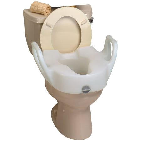 Maddak Raised Toilet Seat with Arms Lock-On™ 11-1/2 Inch Height White 300 lbs. Weight Capacity