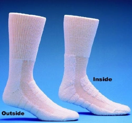 Salk Inc Diabetic Socks HealthDri™ Calf High Size 9-11 White Closed Toe
