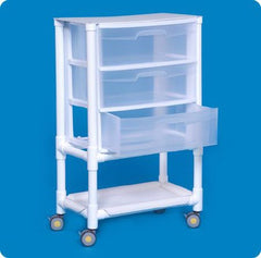 IPU Mobile Cart Polypropylene 15.5 X 26.25 X 42 Inch, 7 X 15.5 X 19 Inch Drawer, 16 X 26 Inch Bottom Storage Shelf Three Large Supply Drawers