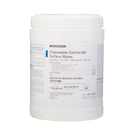 McKesson Surface Disinfectant Premoistened Wipe 160 Count Canister Disposable Alcohol Scent NonSterile - M-880563-3287 - Case of 12
