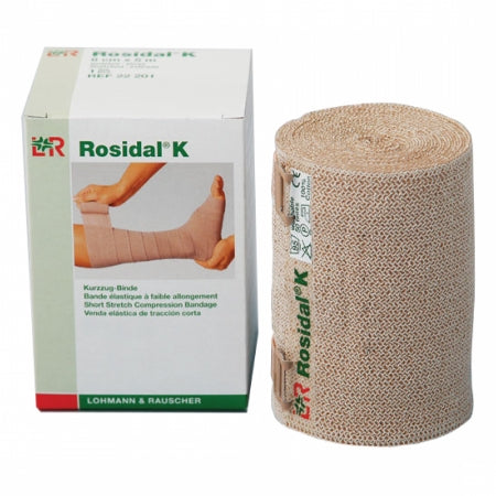 Patterson Medical Supply Compression Bandage Rosidal® K 4 Inch X 5-1/2 Yard High Compression Clip Detached Closure Tan NonSterile