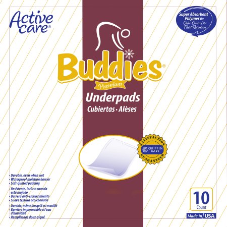 Griffin Care Underpad Buddies® 36 X 36 Inch Disposable Polymer Heavy Absorbency - M-881040-4135 - Bag of 10