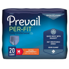 First Quality Male Adult Absorbent Underwear Prevail® Per-Fit® Men Pull On with Tear Away Seams Medium Disposable Moderate Absorbency - M-881919-1957 - Case of 80