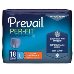 First Quality Male Adult Absorbent Underwear Prevail® Per-Fit® Men Pull On with Tear Away Seams Large Disposable Moderate Absorbency - M-881920-3520 - Case of 72