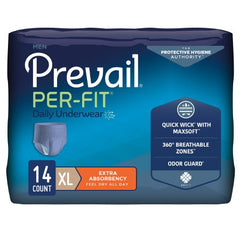 First Quality Male Adult Absorbent Underwear Prevail® Per-Fit® Men Pull On with Tear Away Seams X-Large Disposable Moderate Absorbency - M-881921-3140 - Case of 56