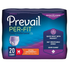 First Quality Female Adult Absorbent Underwear Prevail® Per-Fit® Women Pull On with Tear Away Seams Medium Disposable Moderate Absorbency - M-881922-1773 - Bag of 20