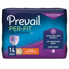 First Quality Female Adult Absorbent Underwear Prevail® Per-Fit® Women Pull On with Tear Away Seams X-Large Disposable Moderate Absorbency - M-881924-4643 - Case of 56