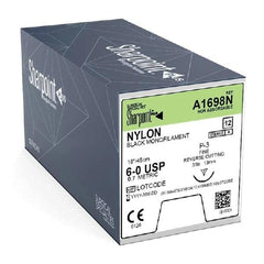 Surgical Specialties Suture with Needle Surgical Specialties™ Nonabsorbable Uncoated Black Suture Monofilament Nylon Size 6 - 0 18 Inch Suture 1-Needle 13 mm Length 3/8 Circle Precision Reverse Cutting Needle