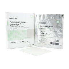 Silver Calcium Alginate Dressing McKesson 4 X 4-3/4 Inch Rectangle Sterile