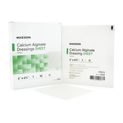 Calcium Alginate Dressing McKesson 4 X 4-3/4 Inch Rectangle Calcium Alginate Sterile