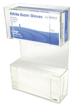 Glove Box Holder and Paper Towel Dispenser McKesson Horizontal Mounted 1-Box Capacity Clear 4 X 11 X 17 Inch Plastic