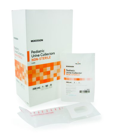 Pediatric Urine Collection Bag McKesson Polypropylene 200 mL (7 oz.) Adhesive Closure Unprinted NonSterile