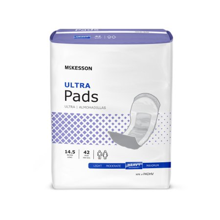 Bladder Control Pad McKesson Ultra 14-1/2 Inch Length Heavy Absorbency Polymer Core One Size Fits Most Adult Unisex Disposable - M-884157-2002 - Case of 4