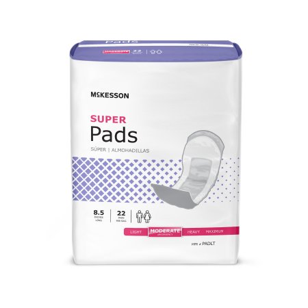 Bladder Control Pad McKesson Super 8-1/2 Inch Length Moderate Absorbency Polymer Core One Size Fits Most Adult Unisex Disposable - M-884158-2622 - Case of 6