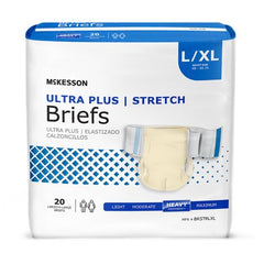 Unisex Adult Incontinence Brief McKesson Ultra Plus Stretch Large / X-Large Disposable Heavy Absorbency - M-884169-4177 - Case of 4