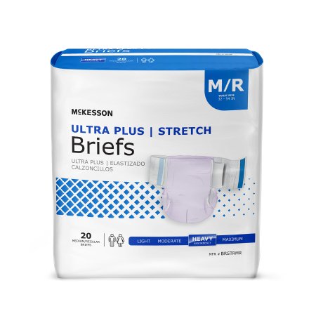 Unisex Adult Incontinence Brief McKesson Ultra Plus Stretch Medium Disposable Heavy Absorbency - M-884170-2333 - Case of 4