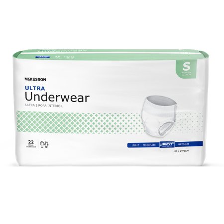 Unisex Adult Absorbent Underwear McKesson Ultra Pull On with Tear Away Seams Small Disposable Heavy Absorbency - M-884175-2462 - Case of 4