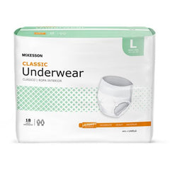 Unisex Adult Absorbent Underwear McKesson Classic Pull On with Tear Away Seams Large Disposable Light Absorbency - M-884176-3887 - Case of 4