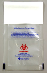 Fisher Scientific Specimen Transport Bag with Document Pouch Therapak® 95kPa Compliant 7 X 11 Inch Plastic Adhesive Closure Biohazard Symbol / Instructions for Use NonSterile