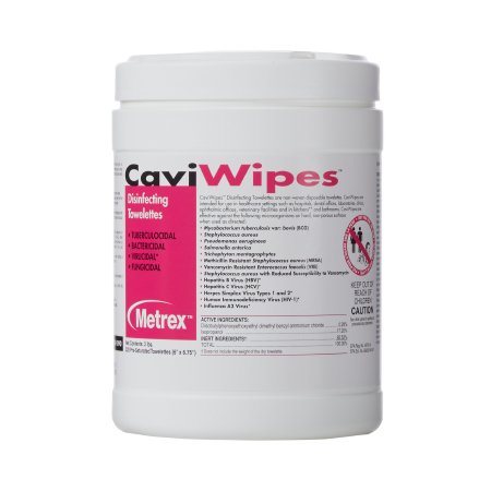 Metrex Research CaviWipes™ Surface Disinfectant Premoistened Alcohol Based Wipe 220 Count Canister Disposable Alcohol Scent NonSterile - M-884611-4460 - Case of 12