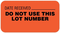 United Ad Label Pre-Printed / Write On Label UAL™ Communication Fill In Red Paper DATE RECEIVED __________ / DO NOT USE THIS LOT NUMBER Quality Control Label 7/8 X 1-5/8 Inch - M-885167-3621 - Roll of 1