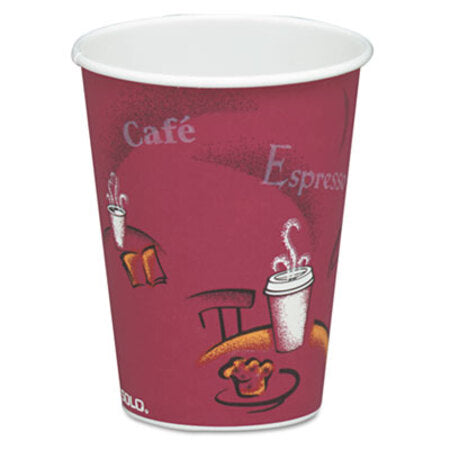 Dart® Solo Bistro Design Hot Drink Cups, Paper, 8oz, Maroon, 50/Pack