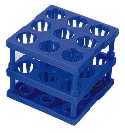 Tube Cube Rack McKesson 9 Place 8 to 16 mm Tube Size Blue 3 X 3 X 3 Inch