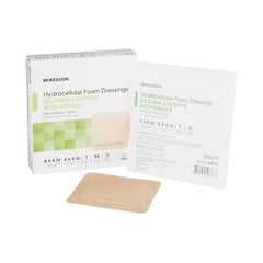 Silicone Foam Dressing McKesson 6 X 6 Inch Square Silicone Adhesive with Border Sterile