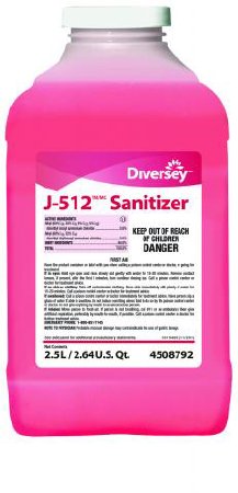 Lagasse Diversey™ J-512™ Sanitizer Surface Cleaner / Sanitizer Quaternary Based Liquid Concentrate 2.5 Liter Bottle Chemical Scent NonSterile - M-886455-3672 - Case of 2