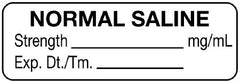 United Ad Label Drug Label UAL™ Anesthesia Label Normal Saline Strength_mg/mL Exp Dt Tm_ White 1/2 X 1-1/2 Inch - M-886625-3840 - Roll of 1