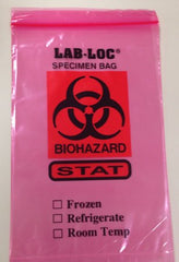 Elkay Plastics Specimen Transport Bag with Document Pouch Seal-N-Rip® 6 X 9 Inch LDPE Zip Closure STAT / Biohazard Symbol / Storage Instructions NonSterile