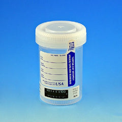 Globe Scientific Specimen Container with Temperature Strip 57 X 73 mm Polypropylene 90 mL (3 oz.) Screw Cap Patient Information Sterile