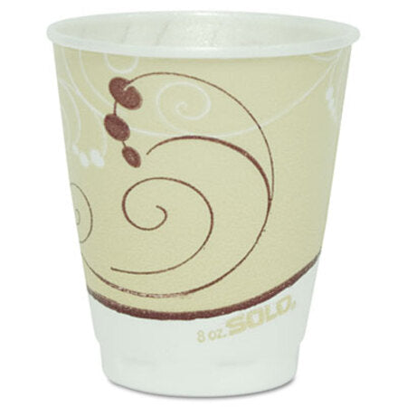 Dart® Symphony Design Trophy Foam Hot/Cold Drink Cups, 8 oz, Beige, 100/Pack