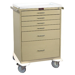 Harloff Anesthesia Cart Classic Line 22 X 32 X 42.5 Inch Beige (4)-3 Inch, (1)-6 Inch, (1)-12 Inch Drawer Configuration, 17 X 23 Inch Internal Drawer