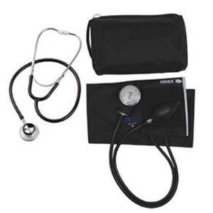 Mabis Healthcare Aneroid Sphygmomanometer Combo Kit For Nurses and Students Adult Size Nylon Cuff 22 Inch Stethoscope Tube Dual Head Stethoscope