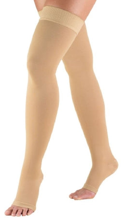 TruForm Compression Stocking Truform® Thigh High Large Beige Open Toe